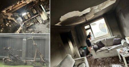 Dad’s home destroyed after e-bike pal bought him as a surprise bursts into flames