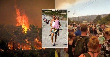 ‘Stranded’ Brits fleeing Rhodes wildfires ‘left to sleep on sun beds’