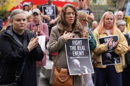 100 Sinéad O’Connor fans gather on streets of Dublin to sing Nothing Compares 2 U in powerful tribute