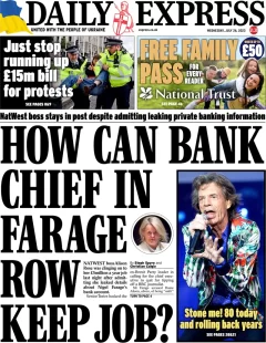 Daily Express – How can bank chief in Farage row keep job?