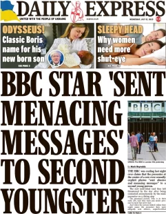 Daily Express – BBC star sent menacing messages to second youngster 