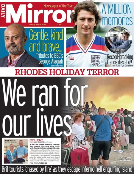 Daily Mirror – Rhodes holiday hell: We ran for our lives 