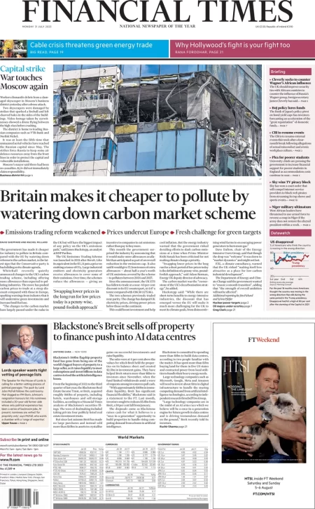 Financial Times – Britain makes it cheaper to pollute by watering down carbon market scheme