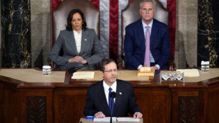 Mass protests are a ‘tribute’ to Israel’s democracy, President Herzog tells US Congress