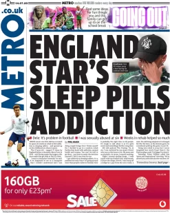 Metro – England star sleeping pill addiction 