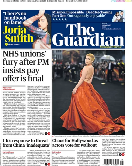 The Guardian – NHS Unions’ fury after PM insists pay offer is final 