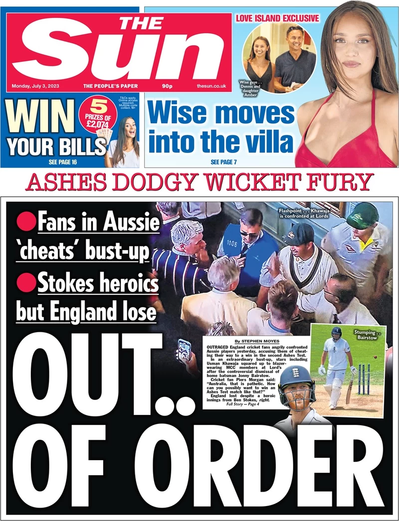 The Sun - Ashes dodgy wicket fury: Out of order 