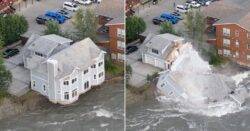 Glacial floods cause house to fall into river in Alaska