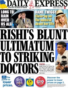 Daily Express – Rishi’s blunt ultimatum to striking doctors 