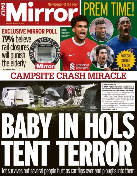 Daily Mirror – Baby in hols tent horror 