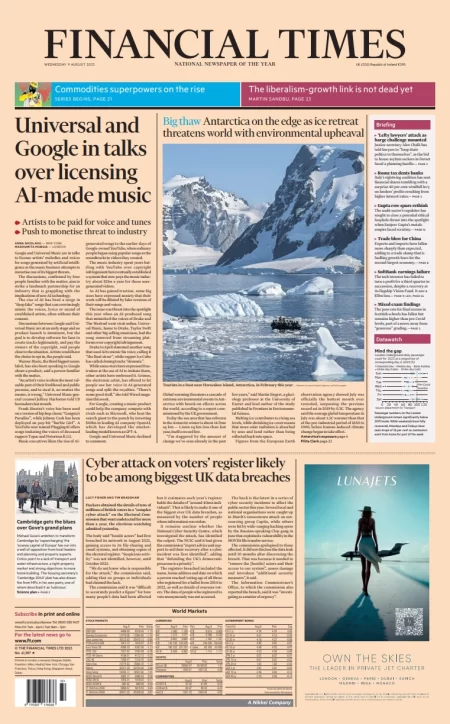 Financial Times – Universal and Google in talks over licensing AI-made music 