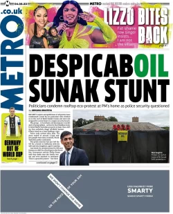 Metro  – Despicaboil Sunak stunt 