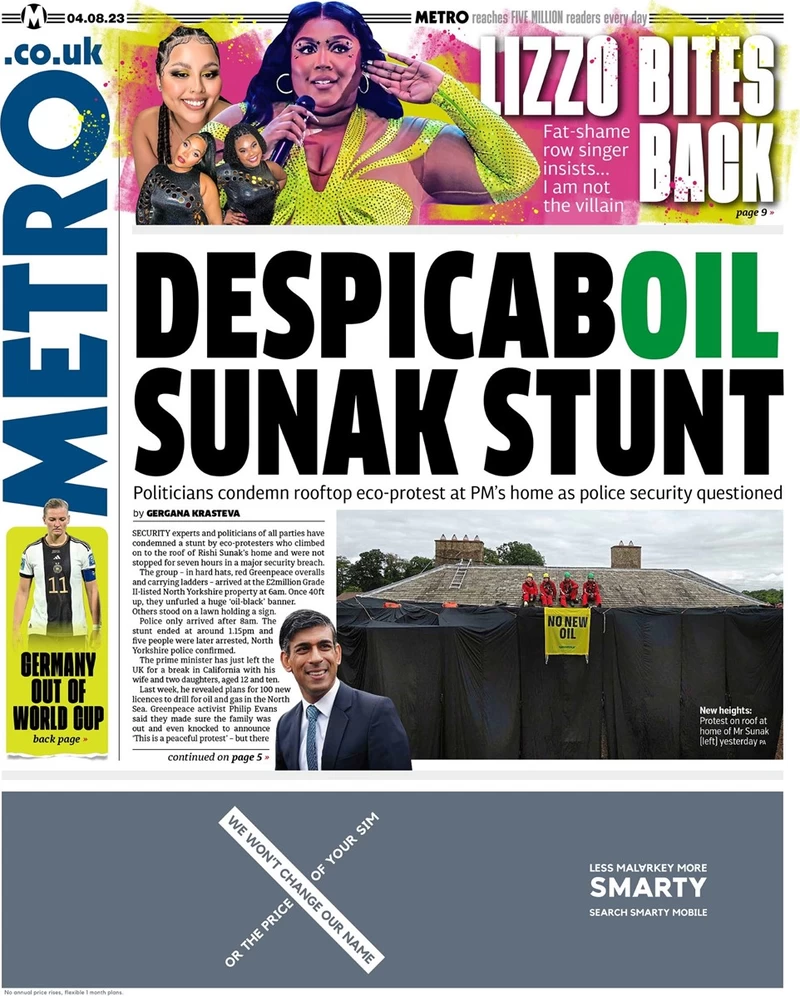 Metro - Despicaboil Sunak stunt