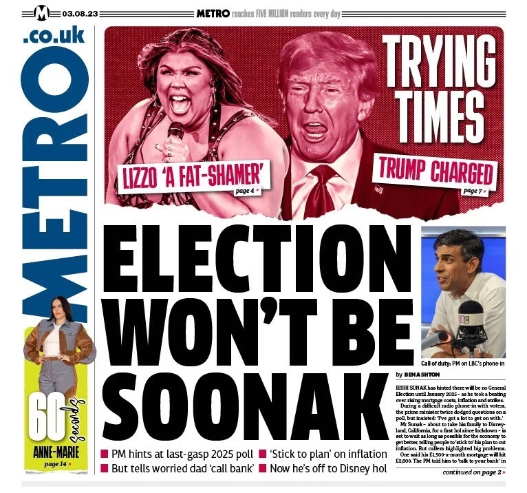 Metro - Election won’t be Soonak