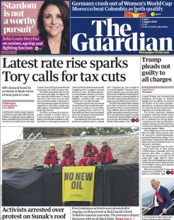 The Guardian – Latest rate rise sparks Tory calls for tax cuts 