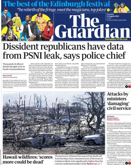 The Guardian – Dissident Republicans have data from PSNI leak 