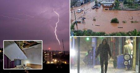 Thunderstorms keep Brits awake as torrential downpours turn roads into rivers