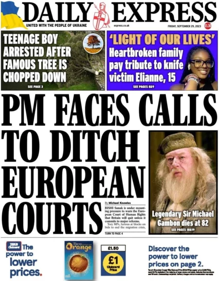 Daily Express – PM faces calls to ditch European courts 