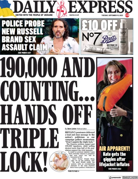 Daily Express – 190,000 and counting … hands off triple lock 