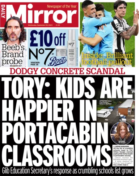 Daily Mirror – Tory: Kids are happier in portacabin classrooms