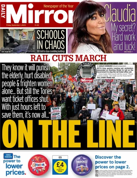 Daily Mirror – Rail cuts march: On the line 