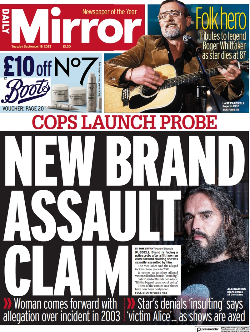 Daily Mirror - New Brand assault claim 