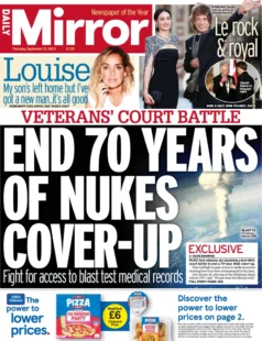 Daily Mirror – End 70 tears of nukes cover-up