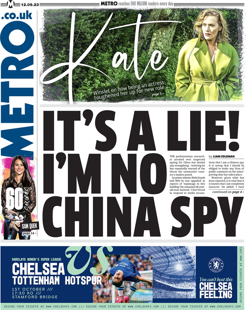 Metro - It’s a lie! I’m no spy 