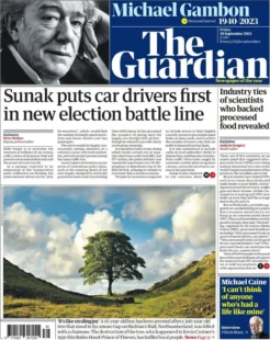 The Guardian – Sunak puts car drivers first in new election battle line 