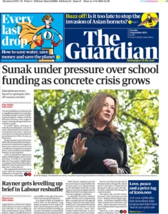 The Guardian – Sunak under pressure over school funding as concrete crisis grows 