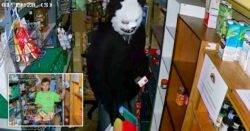 CCTV shows thief in bizarre panda mask stealing from 12-year-old boy’s food bank