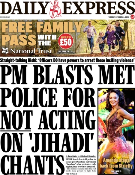 Daily Express – PM blasts Met Police for not acting on ‘jihadi’ chants  