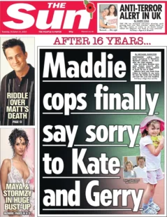 The Sun – Maddie cops finally say sorry to Kate and Gerry 