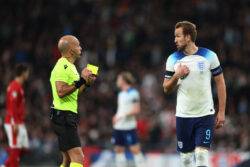 Harry Kane reacts to getting booked for diving in England’s win over Malta