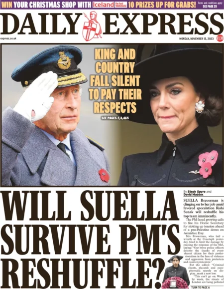 Daily Express – Will Suella survive PM’s reshuffle?