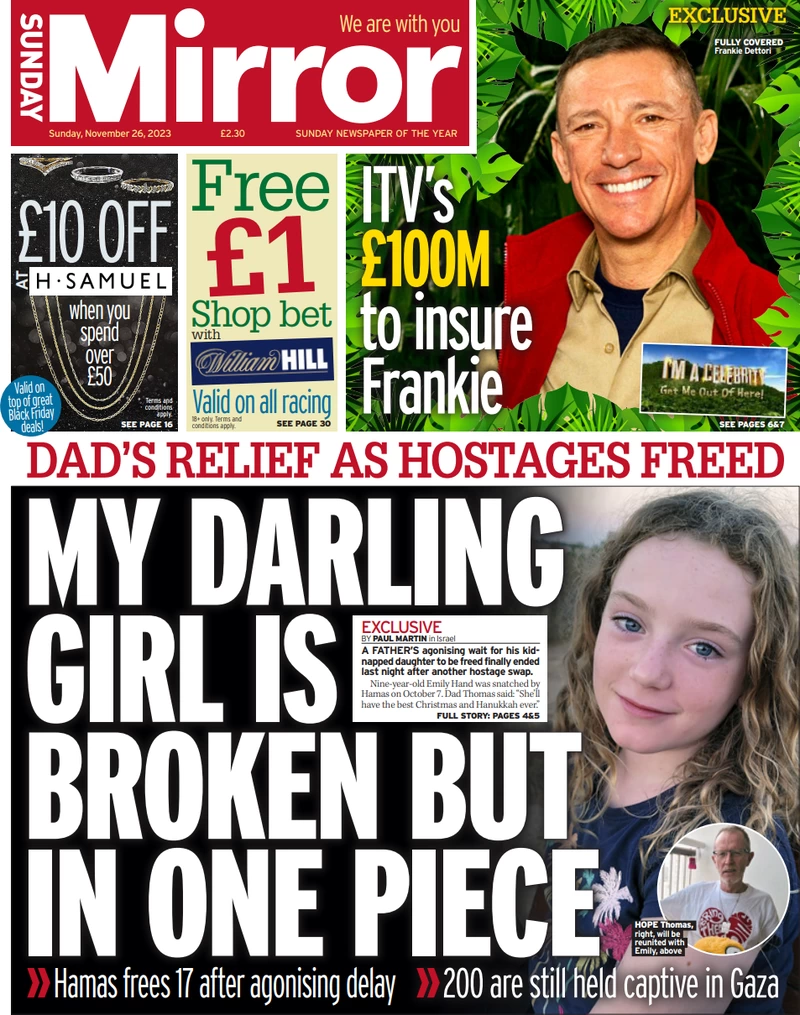 Sunday Mirror - My darling girl is broken but in one piece 