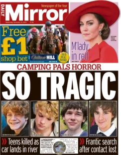 Daily Mirror – Camping pals horror: So Tragic 