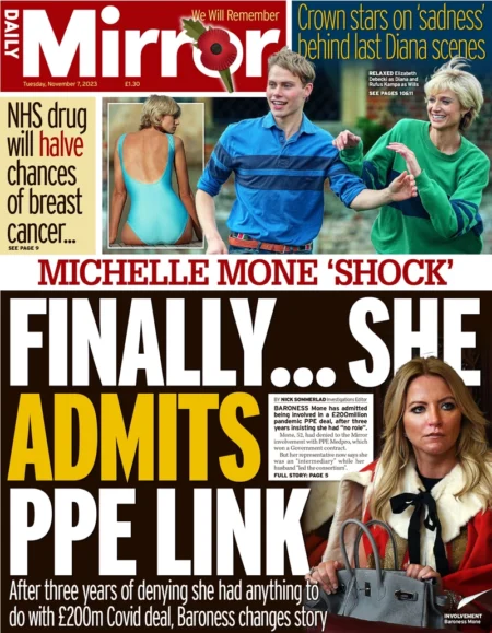 Daily Mirror – Finally she admits PPE link 