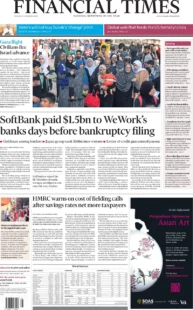 Financial Times – SoftBank pays .5bn to WeWork’s banks days before bankruptcy filings 