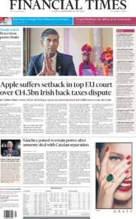 Financial Times – Apple suffers setback in top EU court over €14.3bn Irish back taxes dispute 