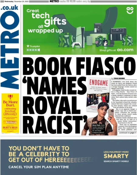 Metro – Book fiasco ‘names royal racist’ 