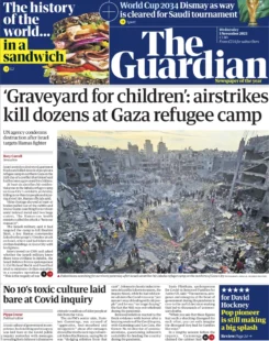 The Guardian – ‘Graveyard for children’: airstrikes kill dozens at Gaza refugee camp 