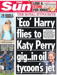 The Sun – ‘Eco’ Harry flies to Katy Perry gig… on oil tycoon’s jet 