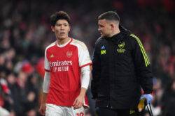 Arsenal dealt huge blow as Mikel Arteta confirms Takehiro Tomiyasu will be ‘out for a while’