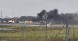 Cars ‘completely destroyed’ after blaze tears through airport car park