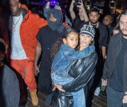 Kanye West’s wife Bianca Censori cuddles his daughter as she joins children at Vultures album launch