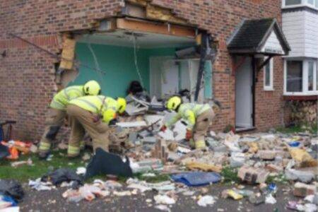 Car leaves huge hole in side of home after Christmas Day crash ‘at 80mph’