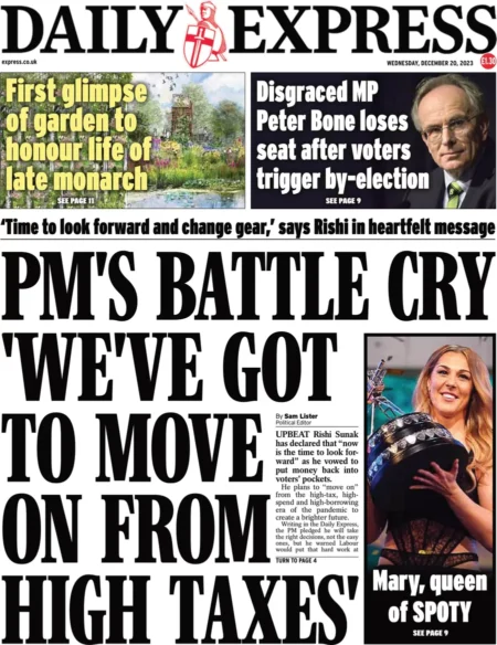 Daily Express – PM’s battle cry: We’ve got to move on from high taxes