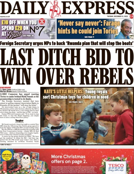 The Daily Express – Last-ditch bid to win over rebels 