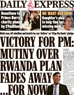 Daily Express – Victory for PM: Munity Over Rwanda Plan Fades Away … For Now 